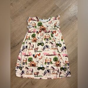 Farm Animal Print Kids Dress